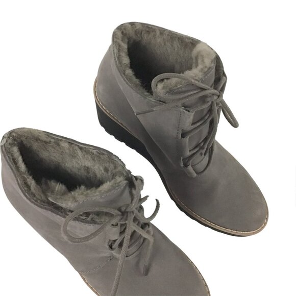 Eileen Fisher Alpine Suede Lace-Up Wedge Booties - Picture 4 of 11